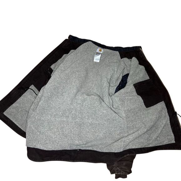 Carhartt C61 DKB Dark Brown Sherpa Lined Duck Chore Coat XL - Picture 6 of 8